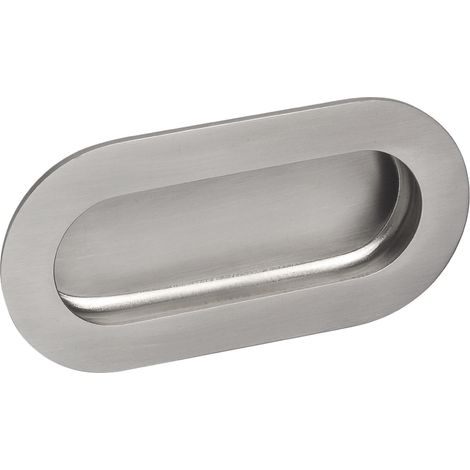 Technik Team Muschelgriff Edana Breite 102mm - Griffmuschel zum Einlassen - ovaler Griff, Edelstahl gebürstet