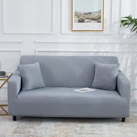 Housse de Canapé 2 Place 145-185cm Couverture Canapé avec Accoudoirs Moderne Couvre Canapé Elastique Universelle Revêtement de Canapé Housse de Protection Gris clair