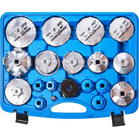 KRAFTPLUS K.210-6719 Ölfilterschlüssel Satz Aluminium Ölfilterkappen Ölfilter Werkzeug mit Adapter Ölfilterspinne - 19 teilig