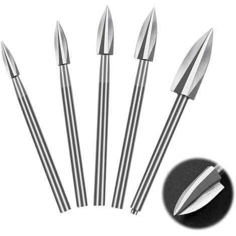 Lot de 5 outils de sculpture sur bois avec tige de 0,3 cm, outil rotatif pour le bricolage, la sculpture, le meulage, la gravure, le perçage (1/4)