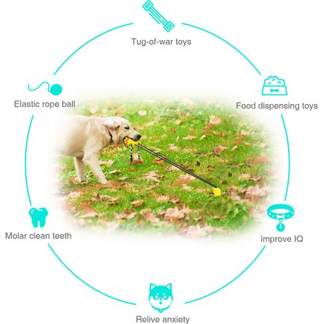 Jouet à tirer d'extérieur pour chien, balle en corde couinante pour le nettoyage des dents, jouet interactif avec distributeur de nourriture, jouet à mâcher pour chiens de taille moyenne et grandes ra