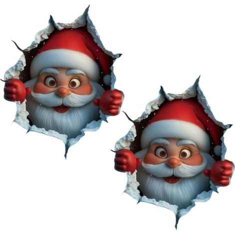 2PC Christmas Wall Stickers - Santa Claus Breaking the Toilet, Fun and Removable Decorations (1/5)