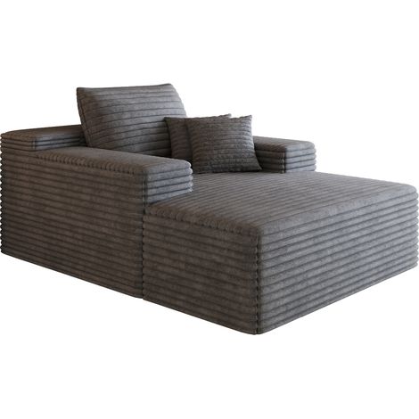 Canapé modulaire en velours côtelé gris foncé 115x159 cm avec assise profonde sans montage (1/5)