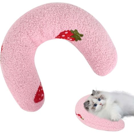 Oreillers d'entreprise pour chats,Petit Oreiller pour Chat Utilisé pour protéger les vertèbres cervicales du chat,Petit Oreiller d'accompagnement en Forme U,Générique Petit Coussin pour Chat (rose) (1/5)
