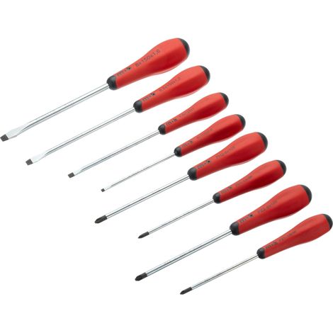 Tournevis, Argent/rouge, Set de 8 Pièces