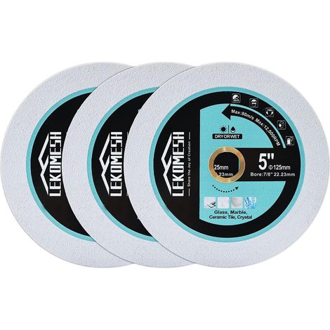 Diamond Disc for Glass – 3 x 125 mm Cutting Disc for Cutting Glass Jade Crystal Wine Bottle Tiles (1/5)