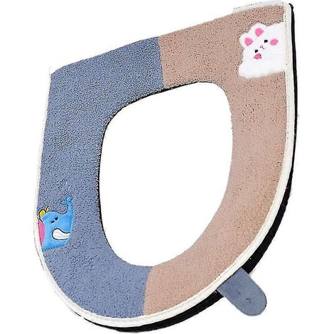 Abattant de toilettes, motif fusée spatiale, fermeture éclair douce, tapis en tissu doux, bleu (1/4)