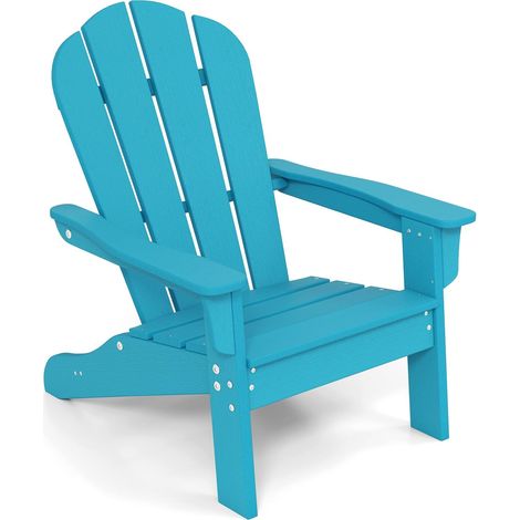 GOPLUS Chaise Adirondack Exterieur pour Enfants, Fauteuil de Jardin en HDPE Résistante aux Intempéries avec Large Siège, Dossier & Accoudoirs, Angle à 105°, Enfant pour 3-8 Ans,Charge 75KG (Turquoise)