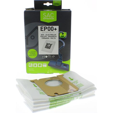 Sacs microfibres adaptable par 4 HEEP00+ pour Aspirateur DIRT DEVIL, ELECTROLUX, ESSENTIEL B, LAZER, PHILIPS, TORNADO , ASPIRATEUR AVEC SAC ESSENTIELB EAT 1251 EASYDRIVE, ASPIRATEUR AVEC SAC ESSENTIE