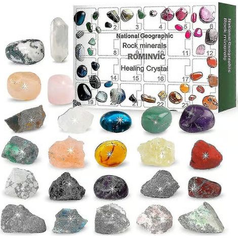 Calendrier de l’Avent Rock 2026, Calendrier de compte à rebours de Noël 24 jours de minerais, minéraux, pierres précieuses et cristaux, calendrier de l’Avent avec 24 pierres précieuses à ouvrir chaque (1/5)