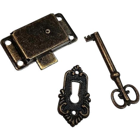 Serrures de meuble style antique pour boîtes à bijoux, 3 pièces - nickel blanc,Green Antique (1/4)