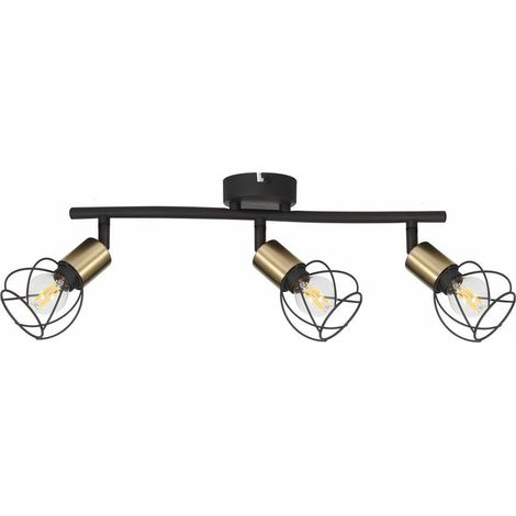Plafonnier loft noir 3 spots orientables E14 Mahavi (1/3)