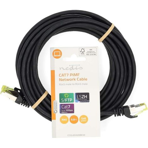 Nedis CAT7-Netzwerkkabel / S/FTP / RJ45 Stecker / RJ45 Stecker / 5.00 m / Snagless / Rund / LSZH / Schwarz / Label