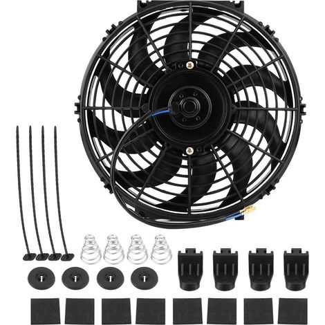 Ventilateur De Refroidissement - 12 V - 300 mm - Pour Radiateur Moteur Voiture - Ultra Mince - Avec Kit De Montage - 1 Unite (1/5)