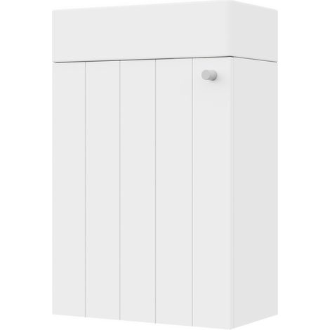 Mueble lavabo suspendido 41 x 23 x 62,5 cm en cerámica y MDF blanco (1/5)