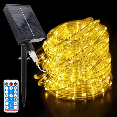 22M 200LED Tube Lumineux Solaire, Étanche Guirlande Lumineuse Tube avec 8 Modes d'Éclairage, Solaire Ruban Lumineux pour Jardin Noël Mariage Fête Extérieur Intérieure Décoration (1/5)