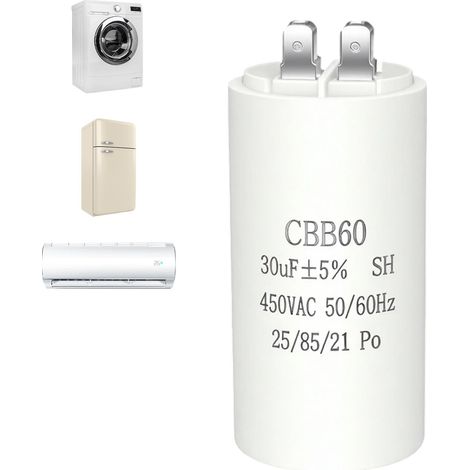 Condensateur CBB60 25uF 450V 50/60 Hz 25/85/21, Boîtier en Plastique (1/5)