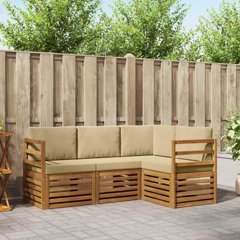 vidaXL Sofagarnituren 4 pcs Natur und Beige Massivholz Akazie (1/5)