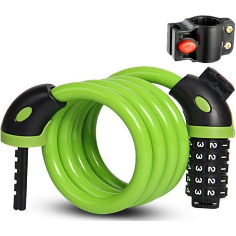 Cadenas à combinaison à 5 chiffres, anneau antivol universel, antivol de vélo, haute sécurité, avec support, écologique. (1/5)