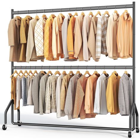 HOKEEPER Portant à vêtements à double barre, charge de 160 kg, 180cm largeur