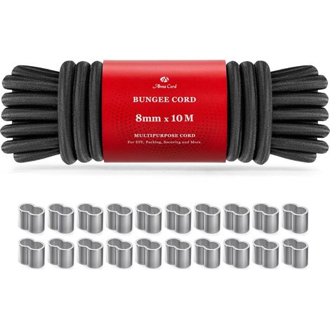 Corde Élastique 8mm 10M Tendeur Sandow Elastique avec 20 Manchons (1/5)