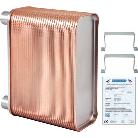 Échangeur de chaleur à plaques Mophorn 60, ports 1/2" BSP FPT, acier inoxydable 316L, plaque brasée pour chauffage hydronique (1/5)