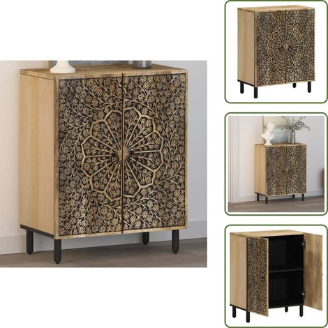 Retro-Stil - vidaXL Beistellschrank 60x33x75 cm Massivholz Mango - Holzschrank (1/5)