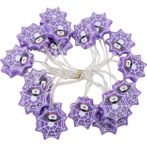 Guirlande lumineuse en forme de toile d'araignée, 20 LED, étanche, port USB, violette, décorations de Noël (1/5)