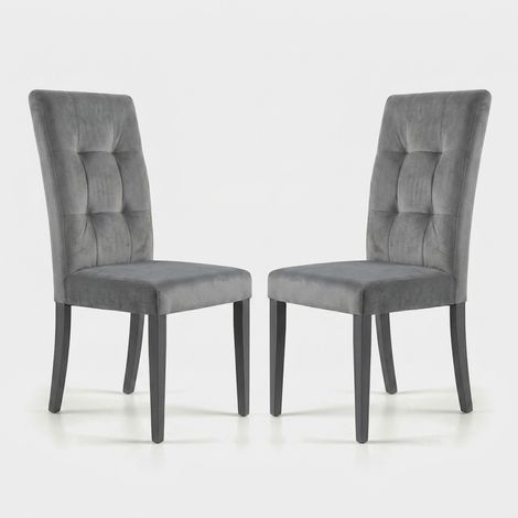 Set 2 sedie imbottite in tessuto con gambe in legno Douglas