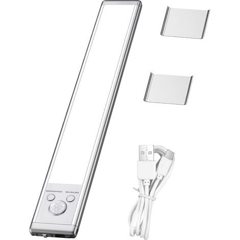 Éclairage sous Placard - Lampe LED Avec Détecteur De Mouvement Lumière Magnétique à Trois Couleurs Réglable pour éclairage sous Armoire Placard Couloir Cuisine Chambre Étagère Comptoir Maison (1/5)