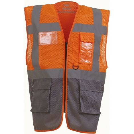 Gilet da lavoro alta visibilità Yoko Top Cool "Management" Arancione / Grigio M