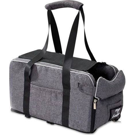 Seggiolini auto di sicurezza per cani e gatti di peso inferiore a 6 kg, trasportino traspirante per cani, spallacci rimovibili e portatili, cestino per cani, cuccia per auto - Grigio, cinghie e rivest