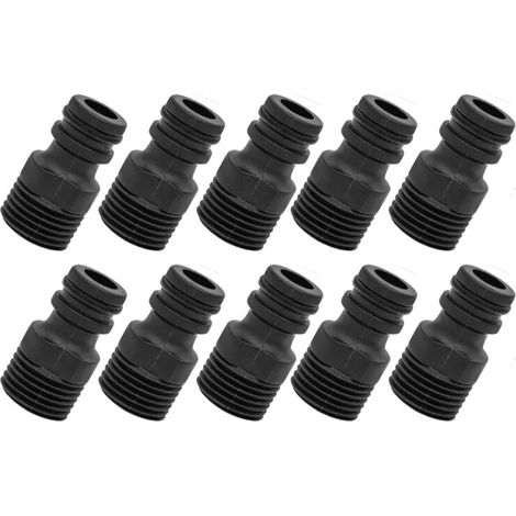 Lot de 10 connecteurs de robinet de tuyau d'arrosage, 1,27 cm BSP extérieur à 4 points filetés pour robinet fileté, connecteur rapide (1/4)