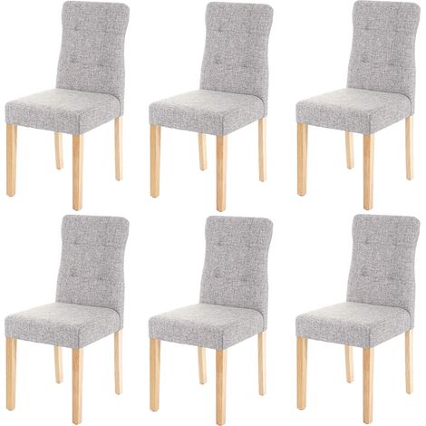 Lot de 6 chaises en tissu gris pieds en bois clair CDS04645 (1/4)