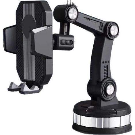 1 support de téléphone de voiture, ventouse universelle, pivot 360°, fixation tableau de bord/pare-brise, compatible 60–110 mm (1/5)