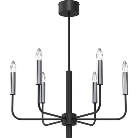 Lampadario Luminex Akasya in metallo nero/cromo 6xE14 Ø65