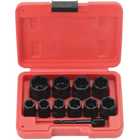 Juego de 11 herramientas de impacto para extraer tornillos de 9,5 mm con caja de herramientas. (1/5)