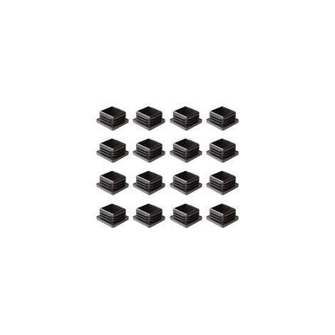 16 pezzi - Tutte le misure - Tappi terminali quadrati scanalati per gambe tubolari di mobili, tavoli e sedie (19 mm, neri) (1/4)