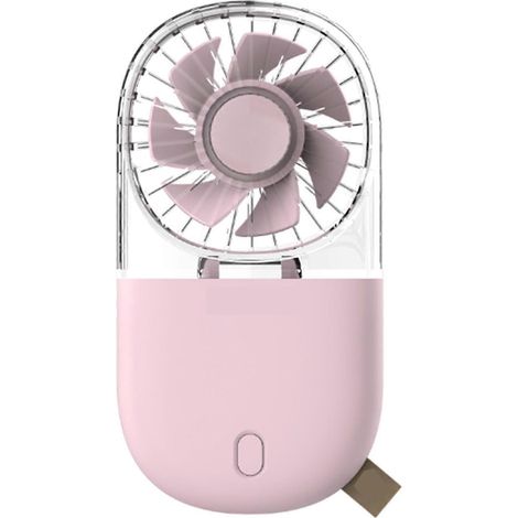 Tragbarer Handventilator, Mini-Tischventilator, faltbar, mit USB-Aufladung, transparent rosa