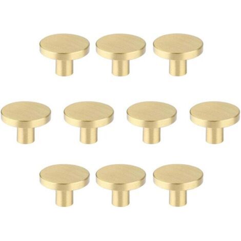 Boutons de meubles en laiton brossé, boutons de tiroir de commode dorés pour placards, couloirs, salles de bains et cuisines, paquet de 10 (champignon de 30 mm)