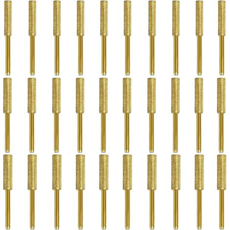 Diamant-Kettensägenschärfer, 30-teiliger Kettensägenschärfer, Diamant-Kettensägenketten-Schärfvorrichtung, 3 Größen 4 mm 4,8 mm 5,5 mm Schleifsteine, zum Schärfen und Schleifen, Gold