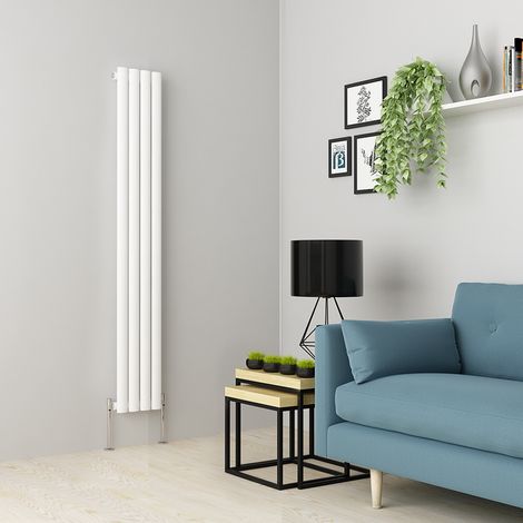 Warmehaus Oval Panel Radiator White Vertical Single 1600x236mm