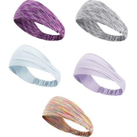 Serre-Tête Sport - Bandeau Élastique Absorbant Pour Running Yoga Cyclisme - Lot De 5 (1/5)