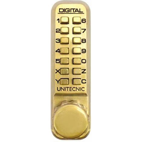 Verrou mécanique en applique réversible à code serrure pene dormant doré Unitecnic 2203CS (1/4)