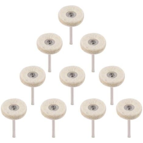 10Pcs Roue de polissage 25mm Laine Feutre Polissage Roues Foret Grinder Roues Brosses Outil Rotatif Avec Poignée (1/4)