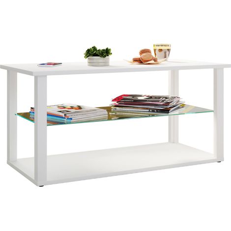 Holz Sofatisch Couchtisch Glas Wanilo L