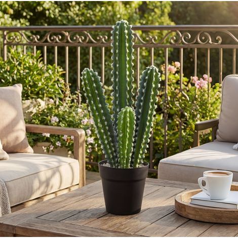 Pianta artificiale cactus in vaso, 53 cm, verde, per soggiorno e ufficio DESVIAE (1/5)
