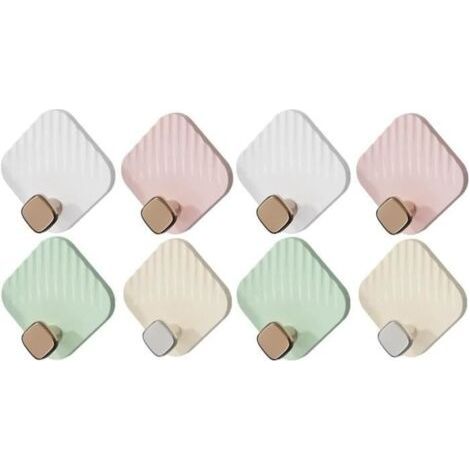 8-Piece Adhesive Plastic Wall Hooks, Self-Adhesive Wall Hooks for Coats, Towels, Bathrobes, Picture Hanging System (No Drilling Required) (1/4)