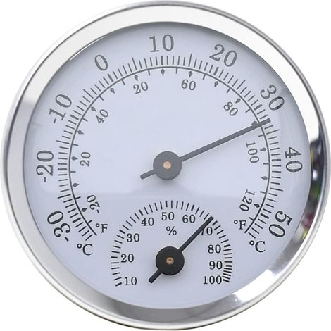 Hygromètre Thermomètre, Capteur D'Humidité Moniteur Détecteur Mesures, pour Un Contrôle Fiable Et Confortable De La Température Intérieure,Thermomètre D'extérieur avec Jauge [Argent] (1/5)