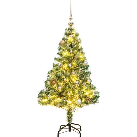 Sapin de Noël artificiel 150 LED&boules&neige floquée 150 cm